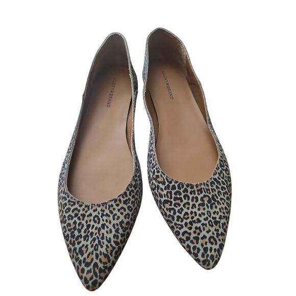 Lucky Brand Bethysa leather leopard animal print point toe flats sz 10 new - Picture 3 of 6
